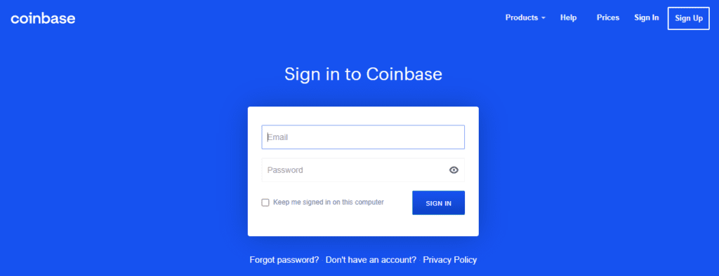 coinbase/log in